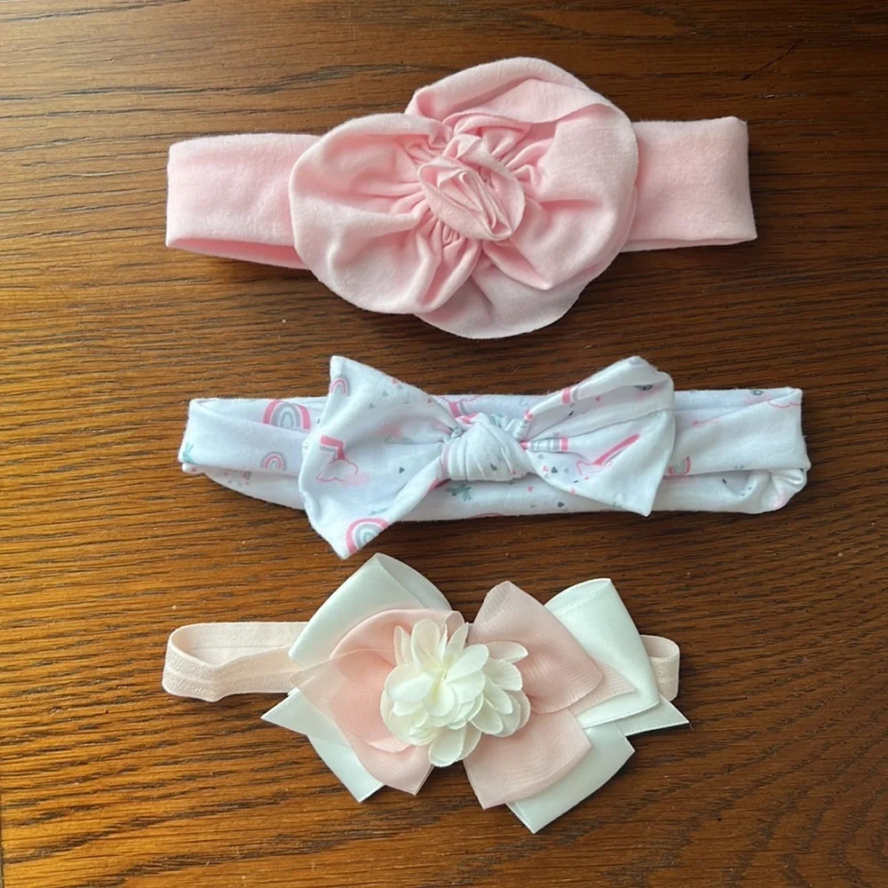 Baby Girl Flower/Bow Headbands - Set of 3